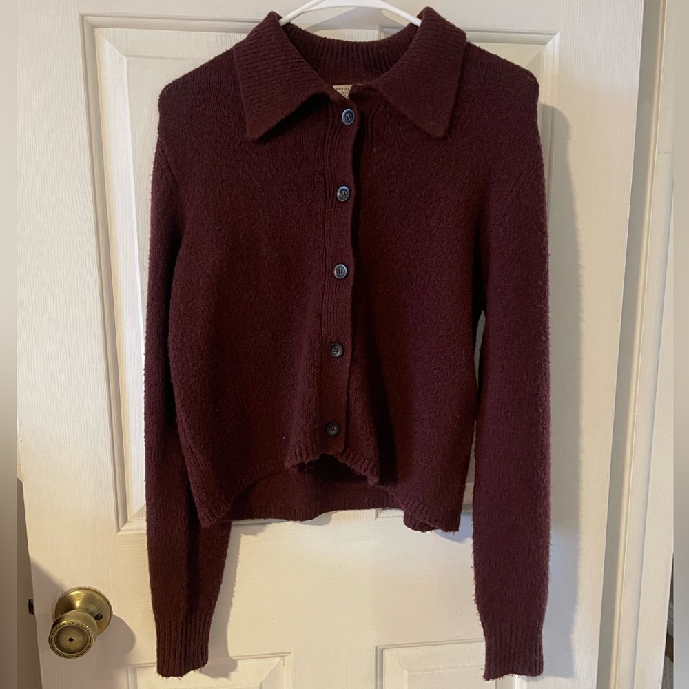 Burgundy Button-Up Cardigan